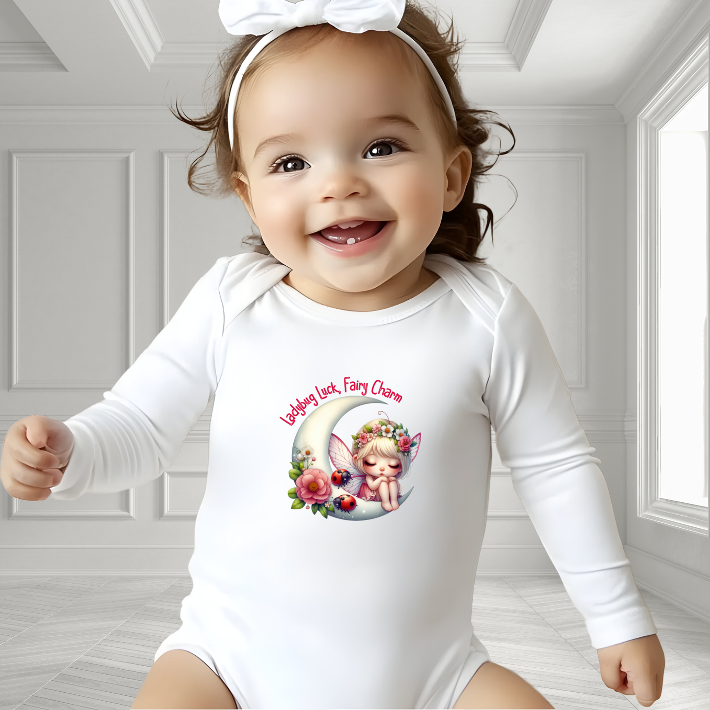 Ladybug Luck, Fairy Charm Infant Long Sleeve Onesie