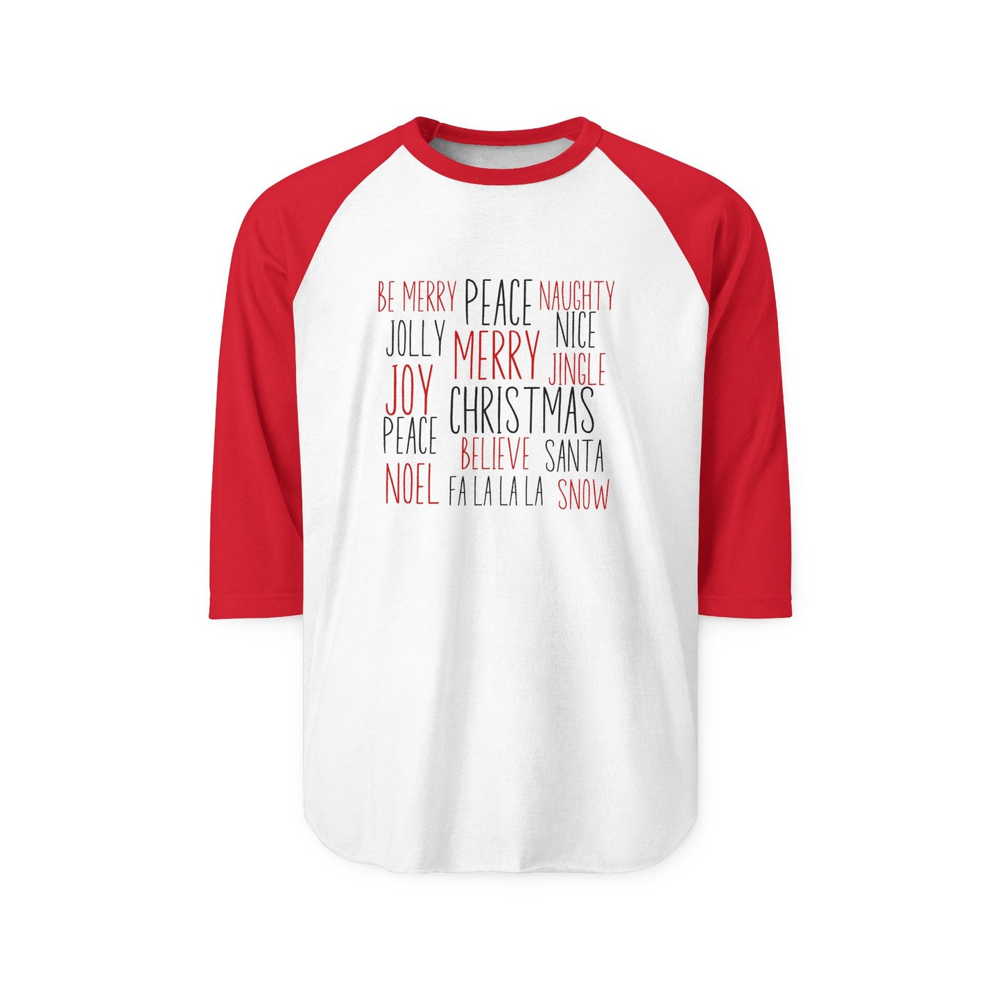 Festive Holiday Words Baseball Tee