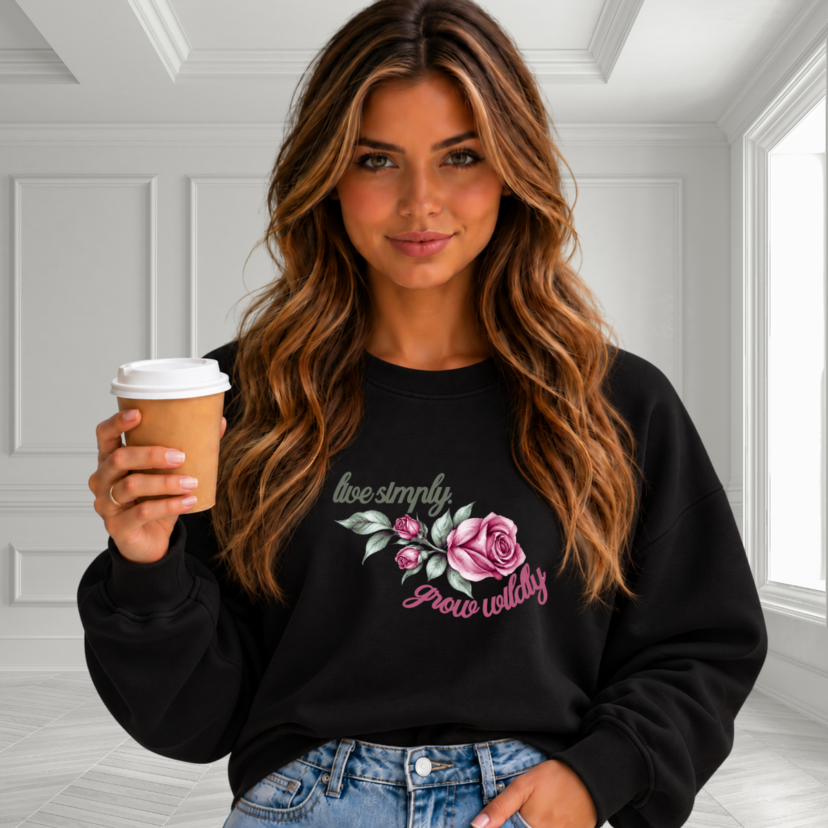 Live Simply, Grow Wildly Crewneck Sweatshirt