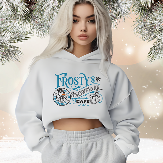 Frosty’s Snowflake Cafe Crop Hoodie