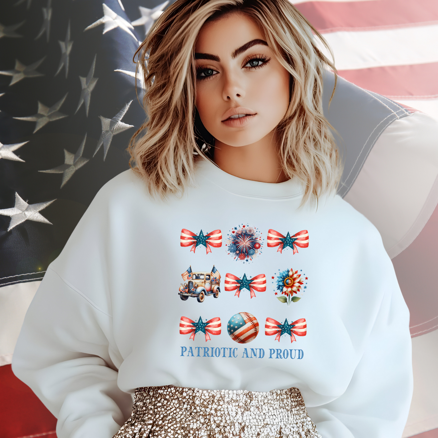 Patriotic And Proud Crewneck Sweatshirt