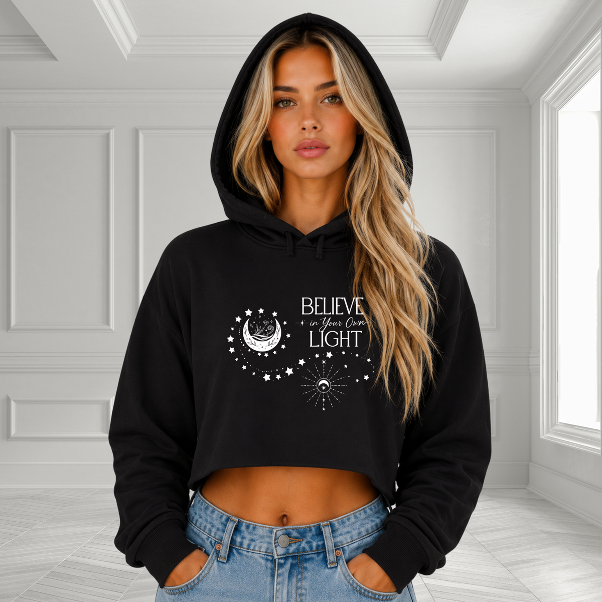 Believe In Your Own Light Crop Hoodie