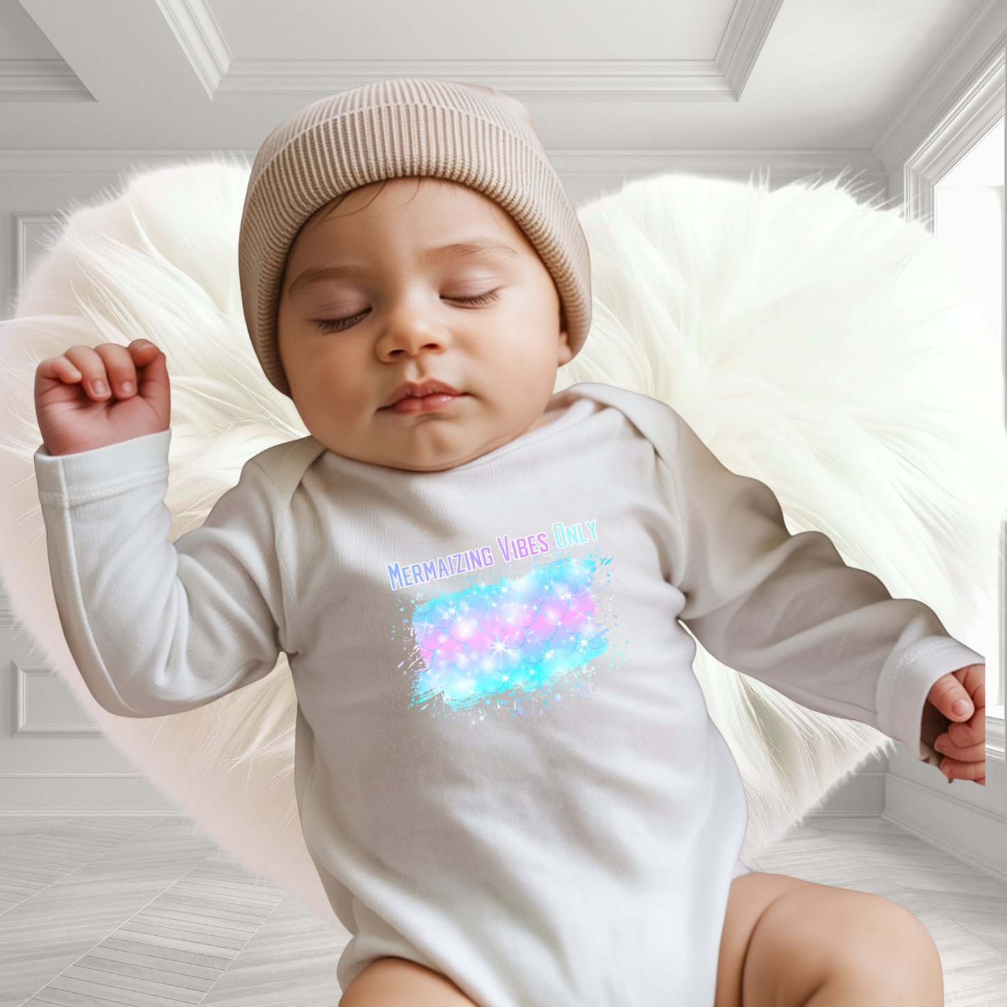 Mermaizing Vibes Only Infant Long Sleeve Onesie