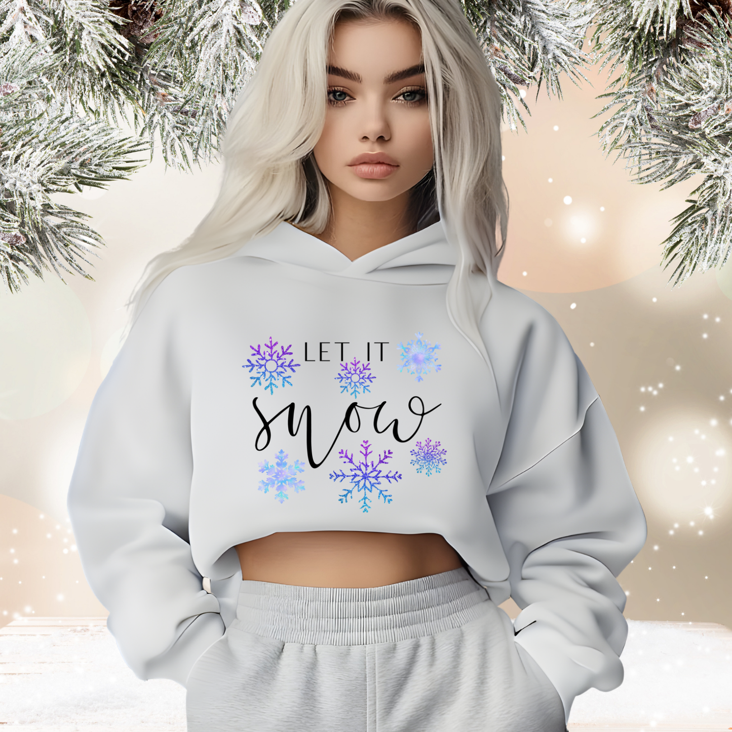 Let It Snow Crop Hoodie