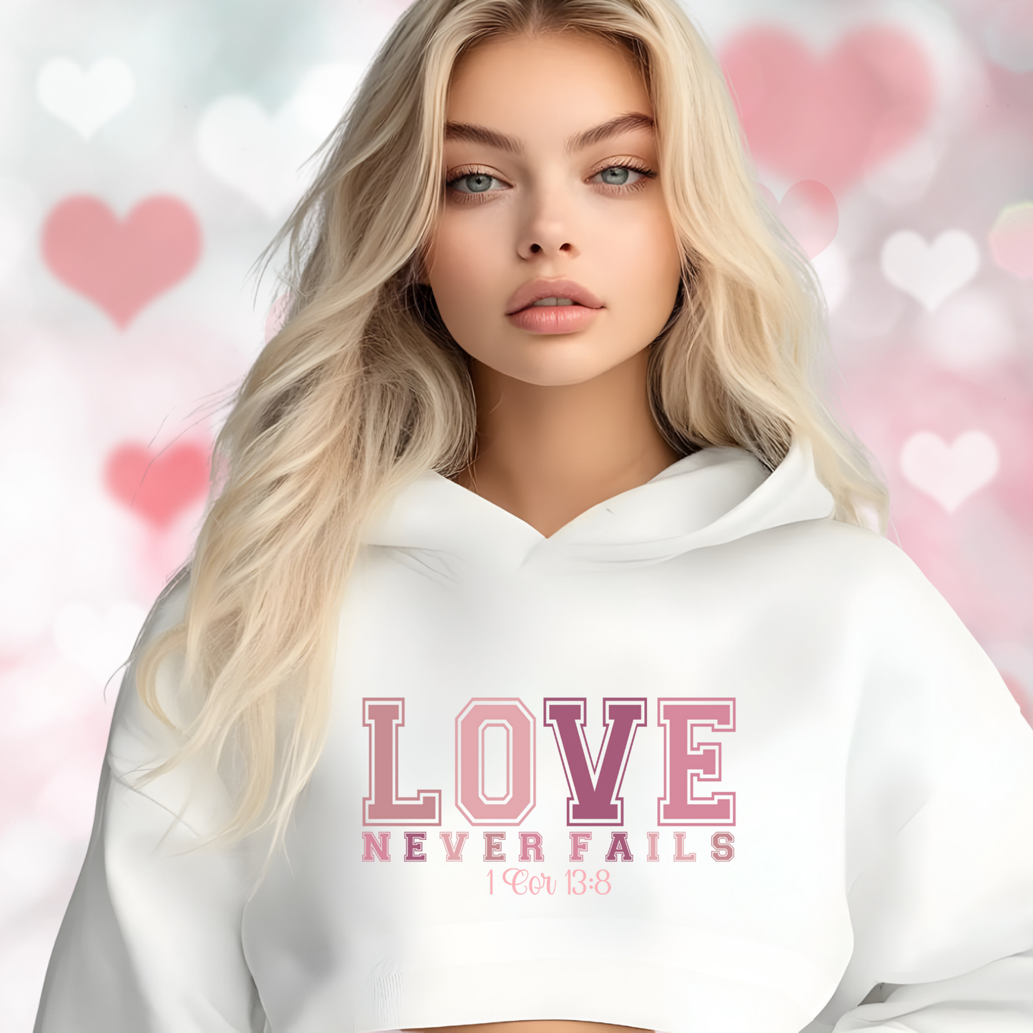 Love Never Fails Crop Hoodie