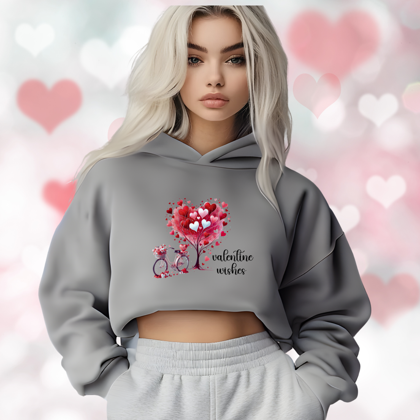 Valentine Wishes Crop Hoodie