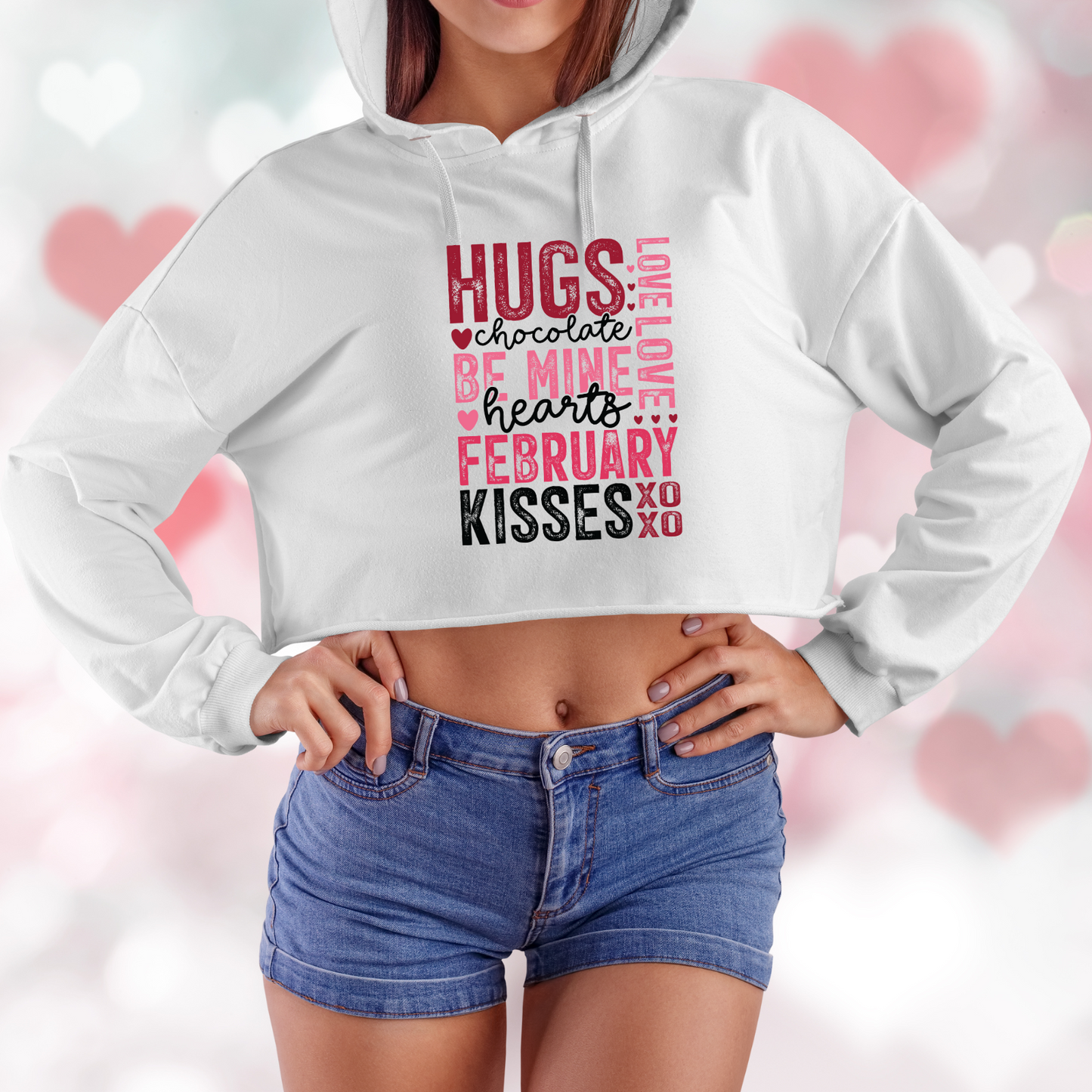 Valentine Typography Crop Hoodie