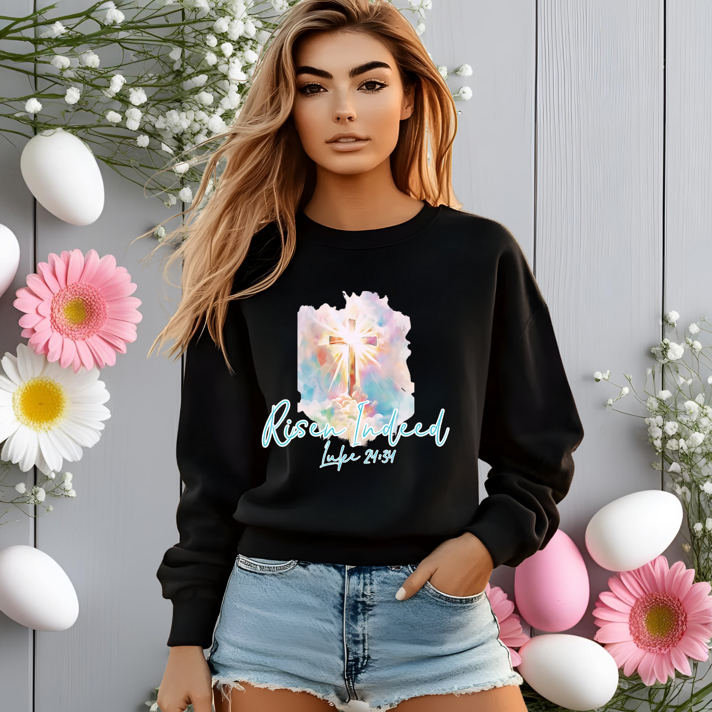 Risen Indeed Luke 24:34 Crewneck Sweatshirt