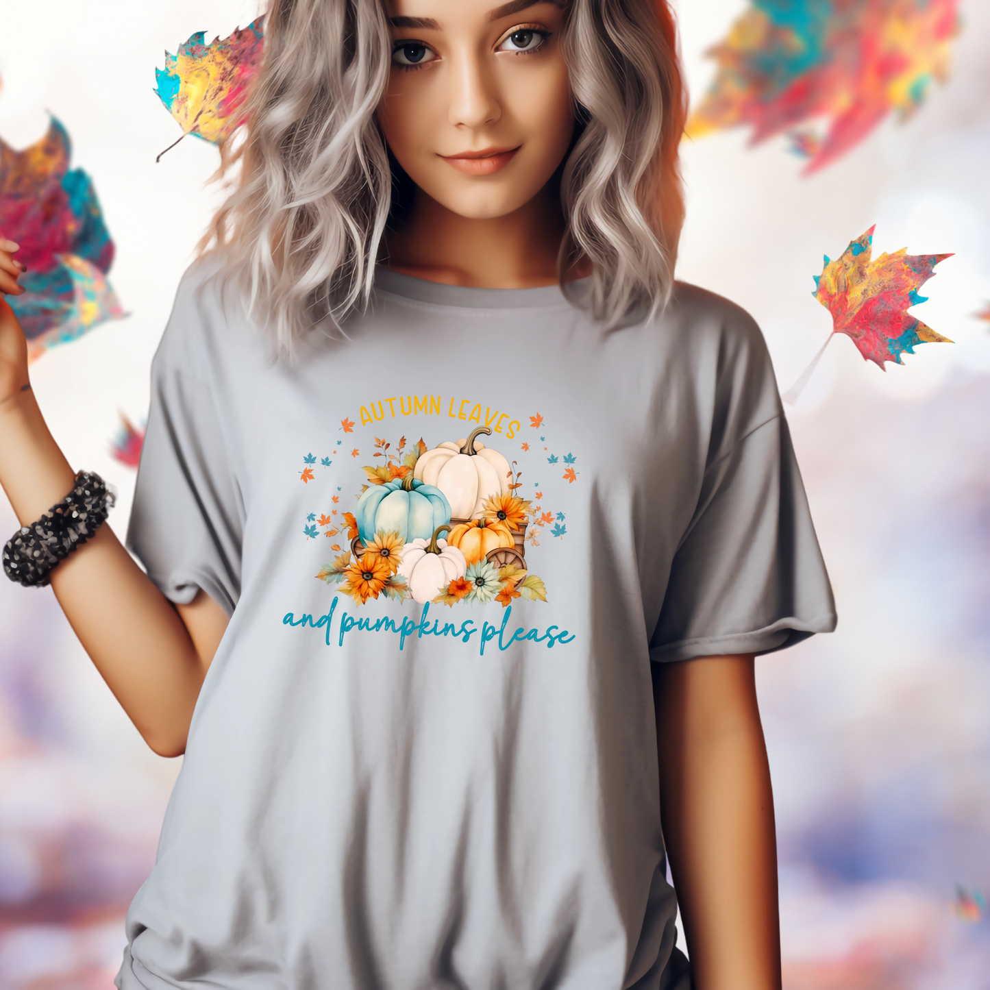 Autumn Leaves & Pumpkins Please T-Shirt