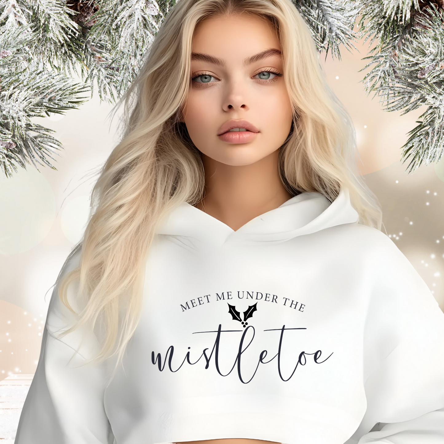 Meet Me Under The Mistletoe Crop Hoodie