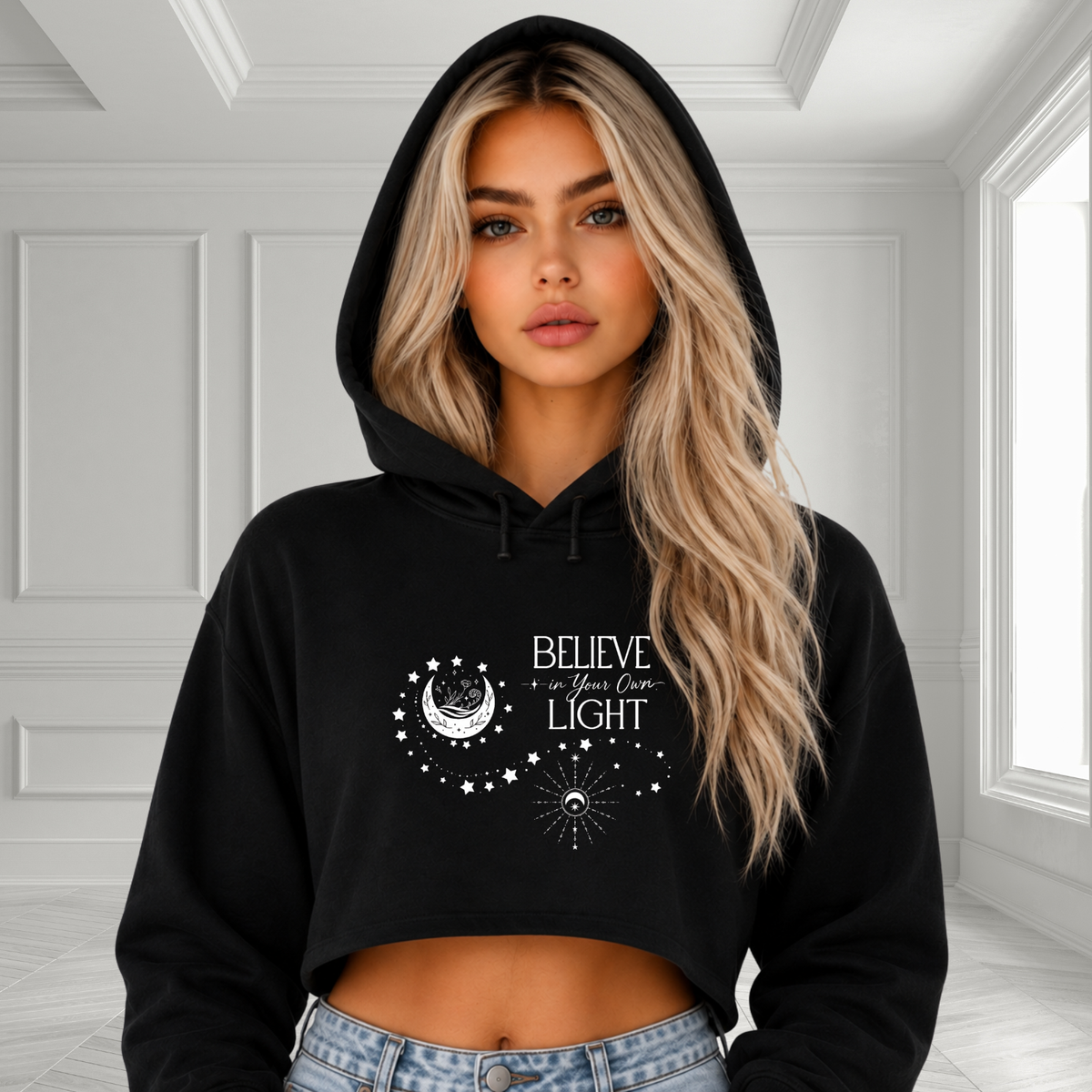 Believe In Your Own Light Crop Hoodie