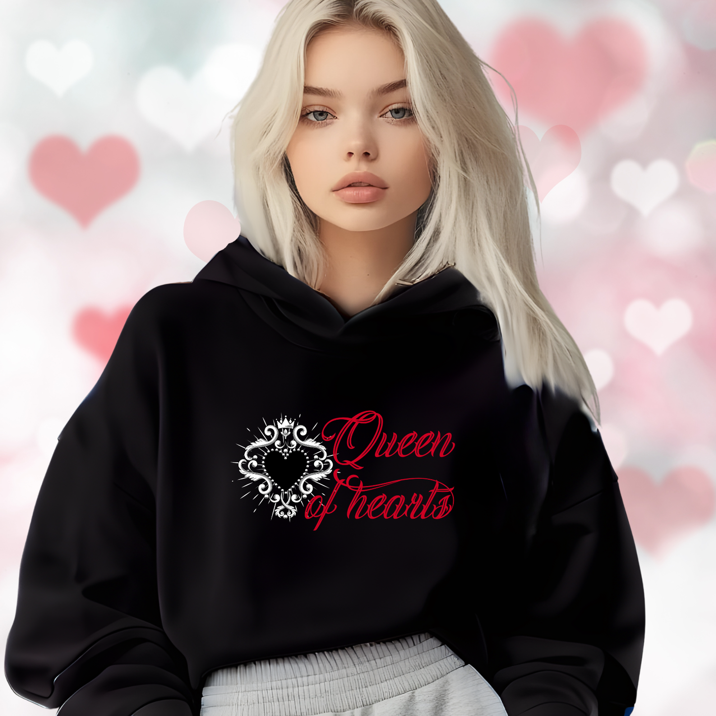 Queen Of Hearts Crop Hoodie
