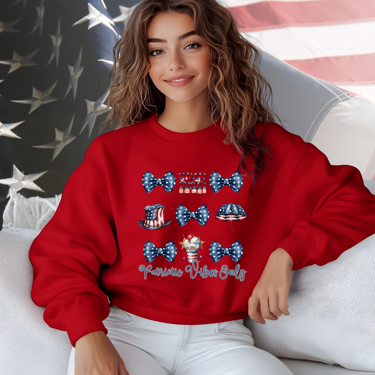 Patriotic Vibes Only Crewneck Sweatshirt