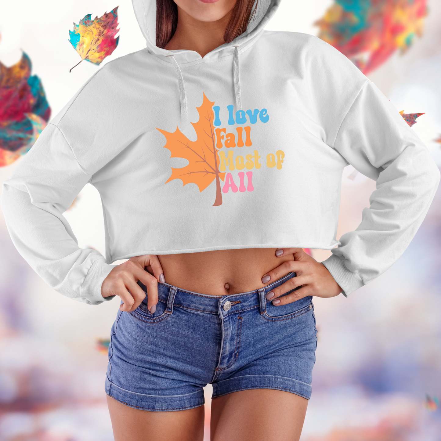 I Love Fall Crop Hoodie