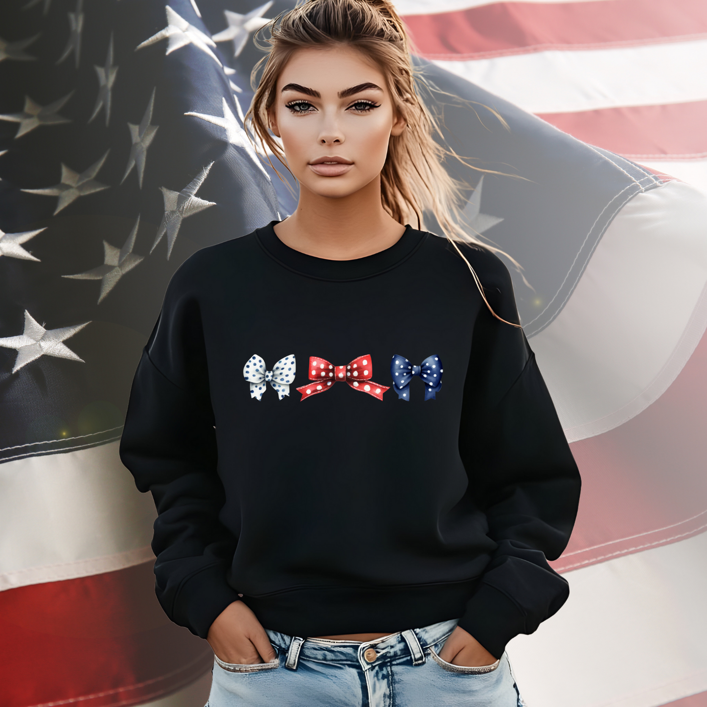 Patriotic Bows Crewneck Sweatshirt