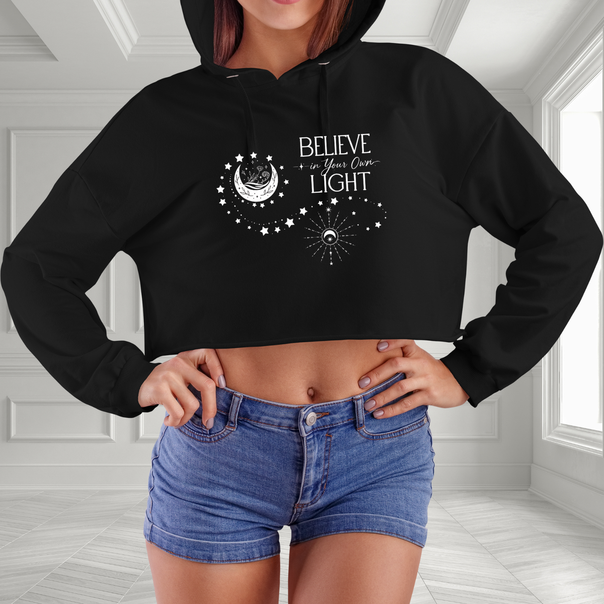 Believe In Your Own Light Crop Hoodie