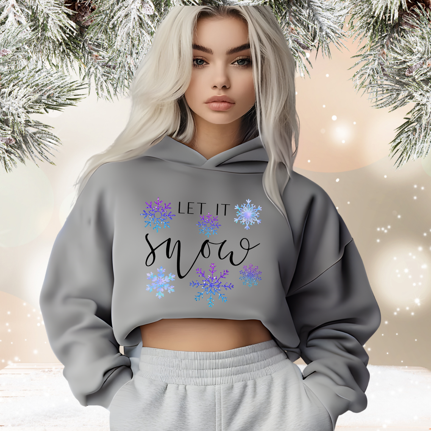 Let It Snow Crop Hoodie