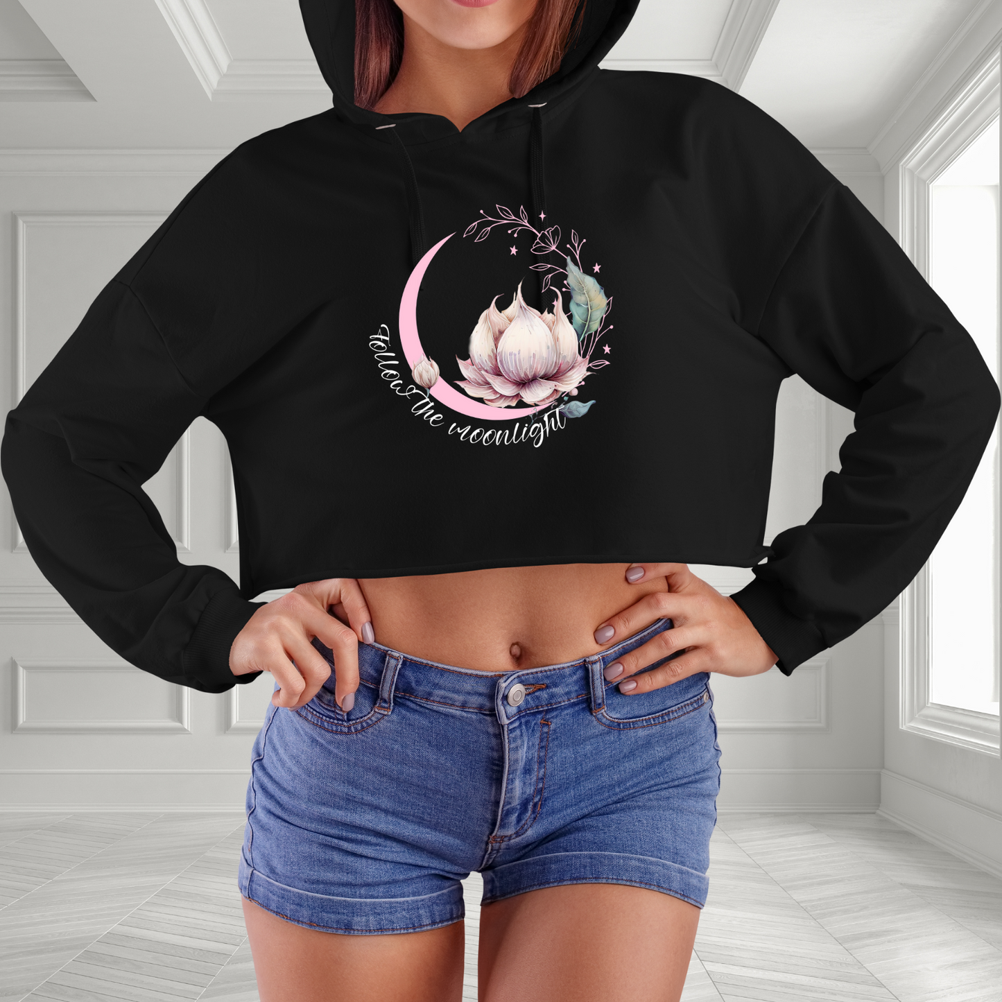 Follow The Moonlight Crop Hoodie