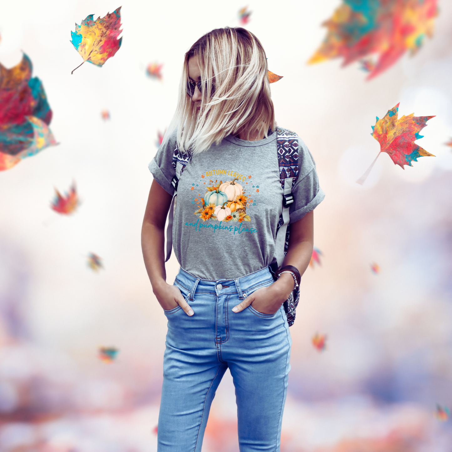 Autumn Leaves & Pumpkins Please T-Shirt