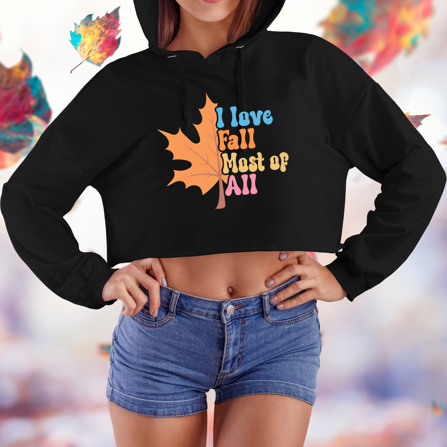 I Love Fall Crop Hoodie