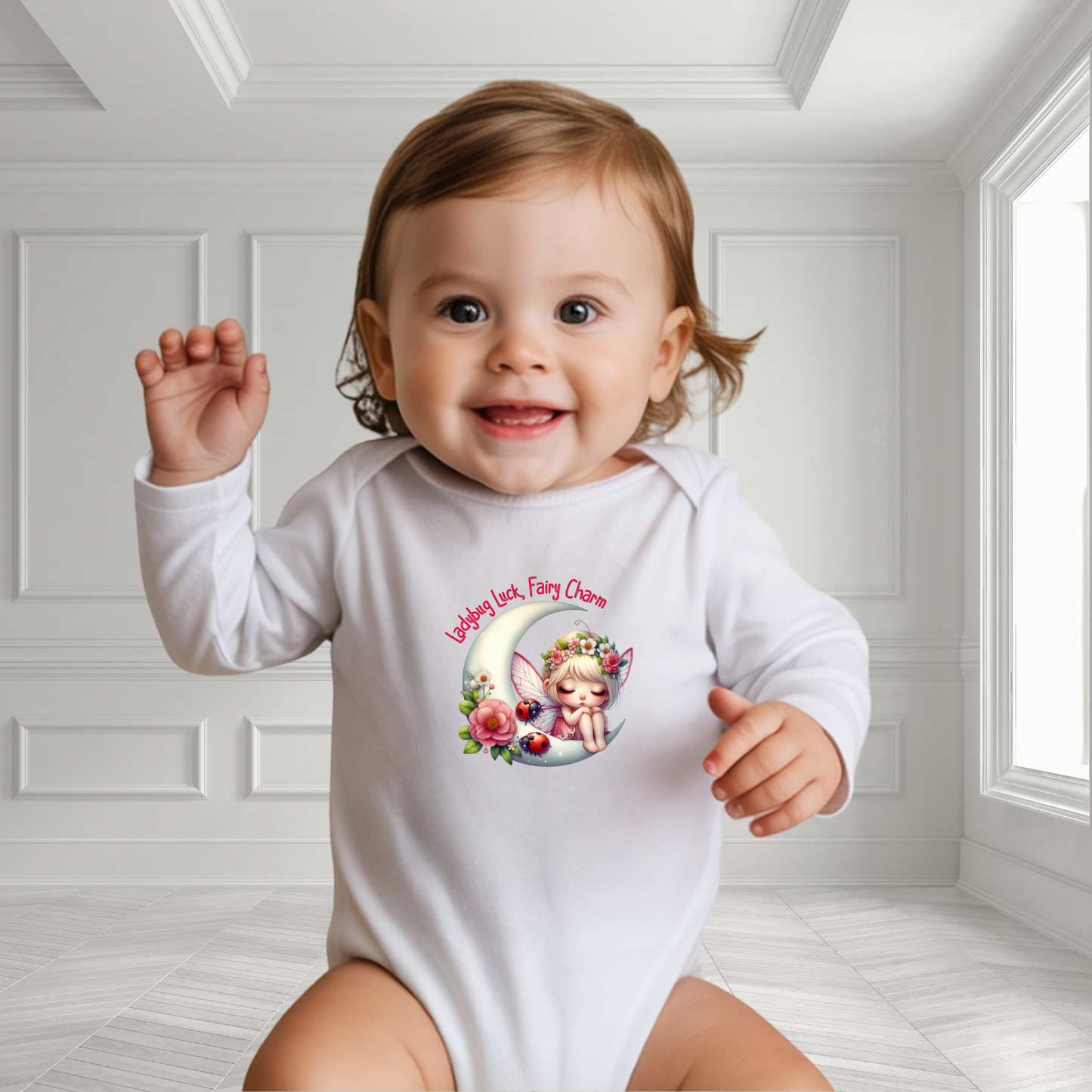 Ladybug Luck, Fairy Charm Infant Long Sleeve Onesie