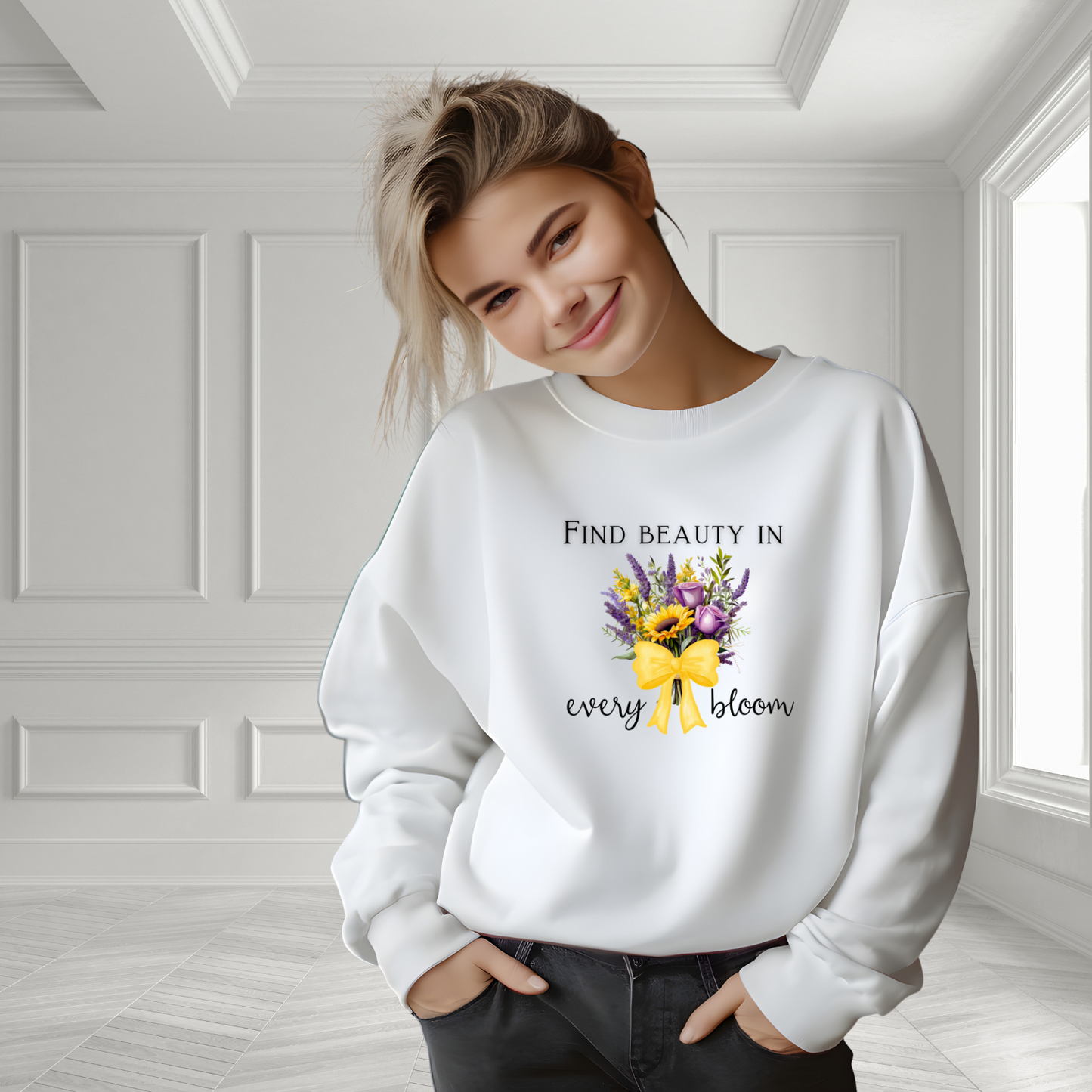 Find Beauty In Every Bloom Crewneck Sweatshirt