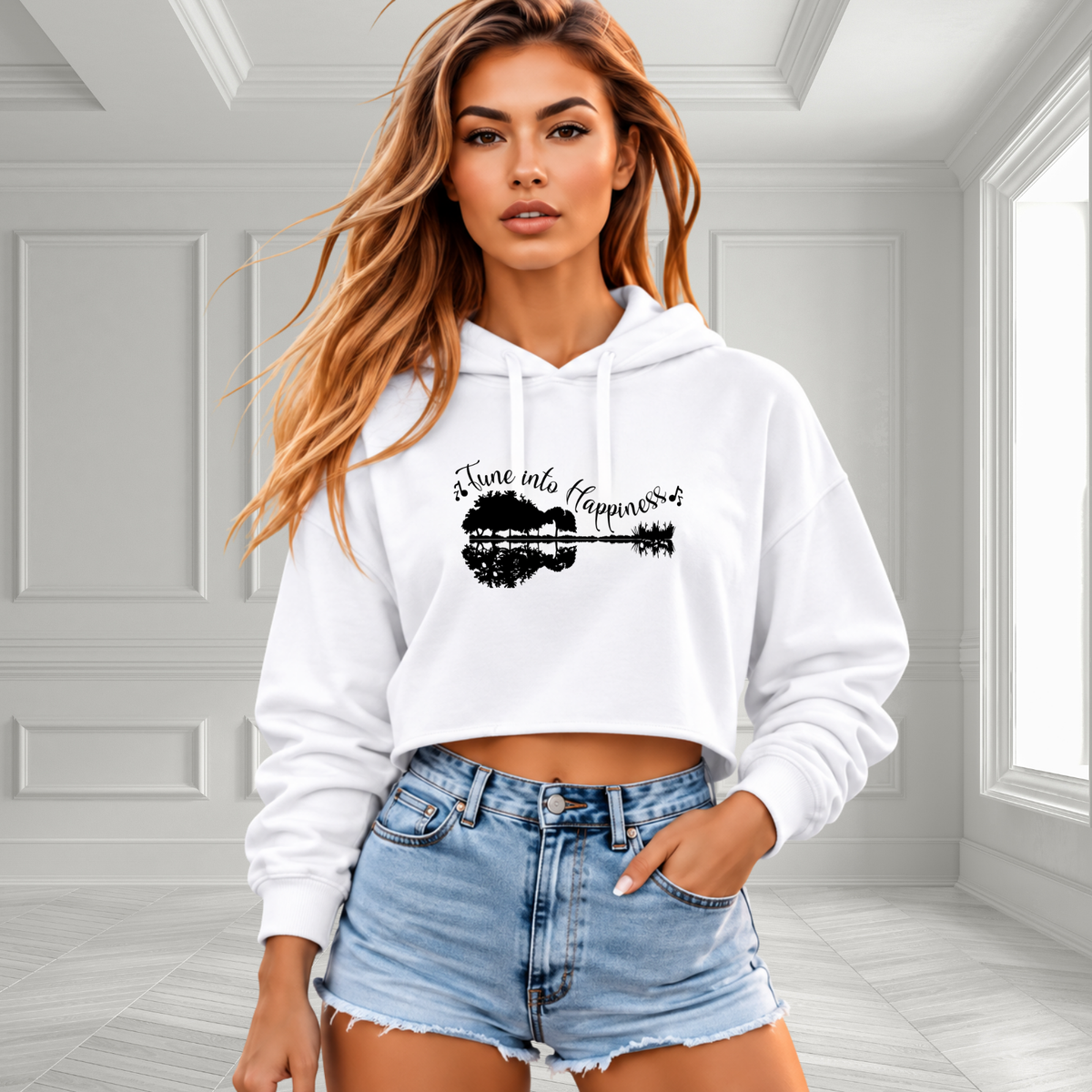 Tune Into Happiness Crop Hoodie