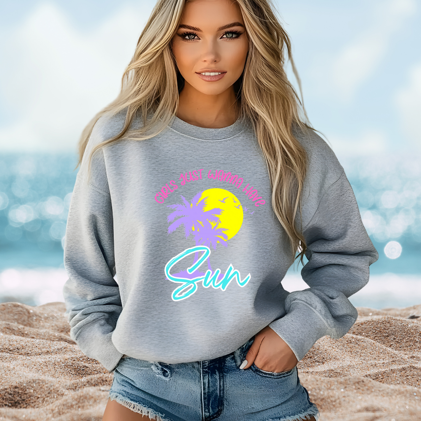 Girls Just Wanna Have Sun Crewneck Sweatshirt