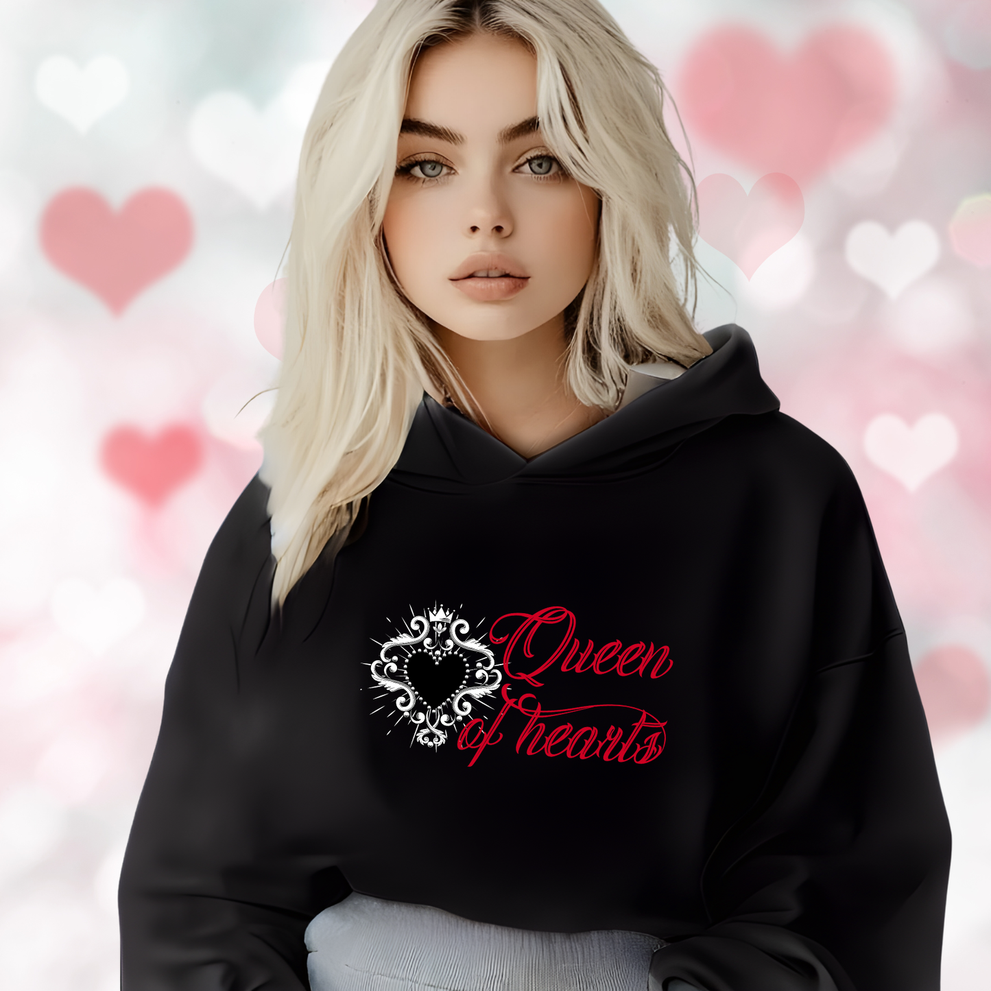 Queen Of Hearts Crop Hoodie