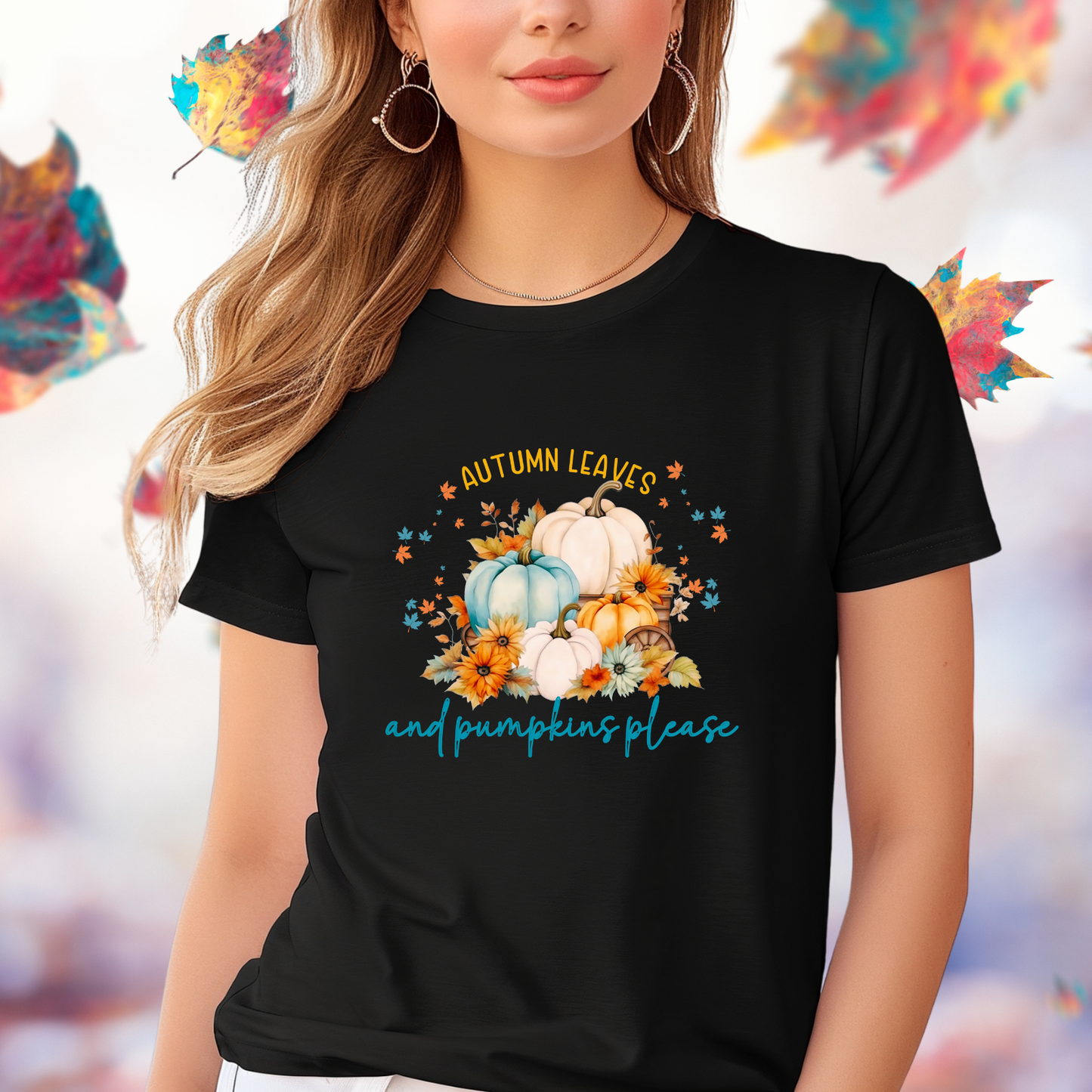 Autumn Leaves & Pumpkins Please T-Shirt