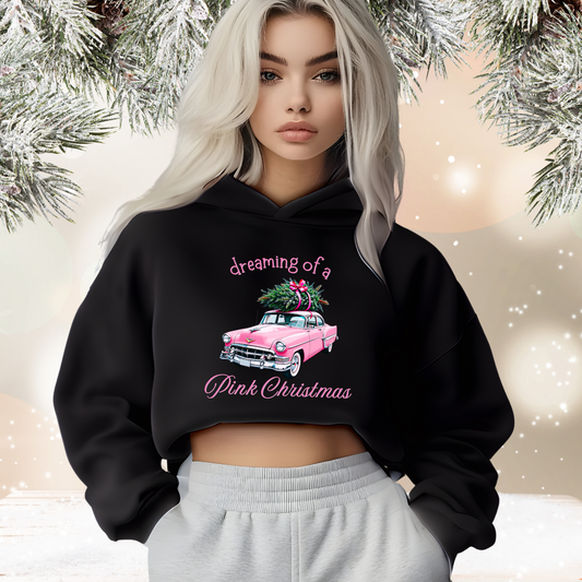 Dreaming Of A Pink Christmas Crop Hoodie