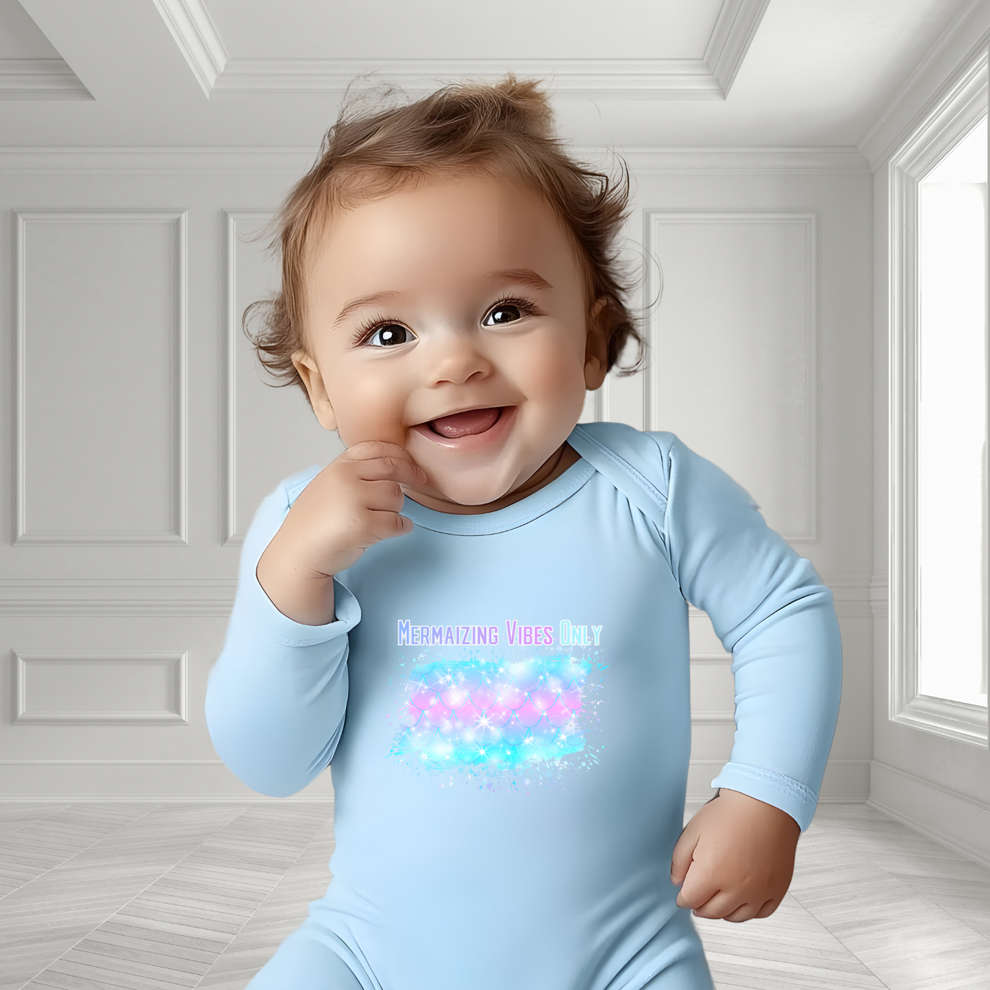 Mermaizing Vibes Only Infant Long Sleeve Onesie