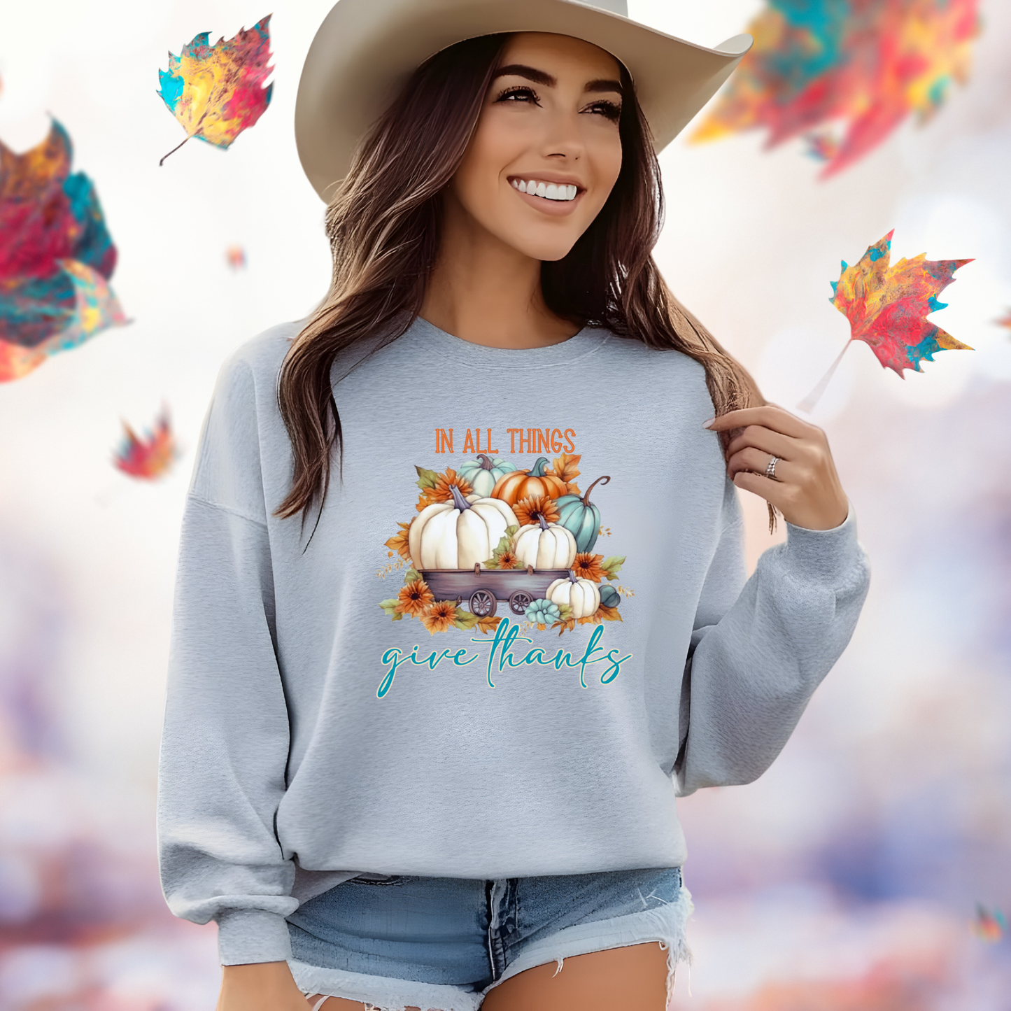 In All Things Give Thanks Crewneck Sweatshirt