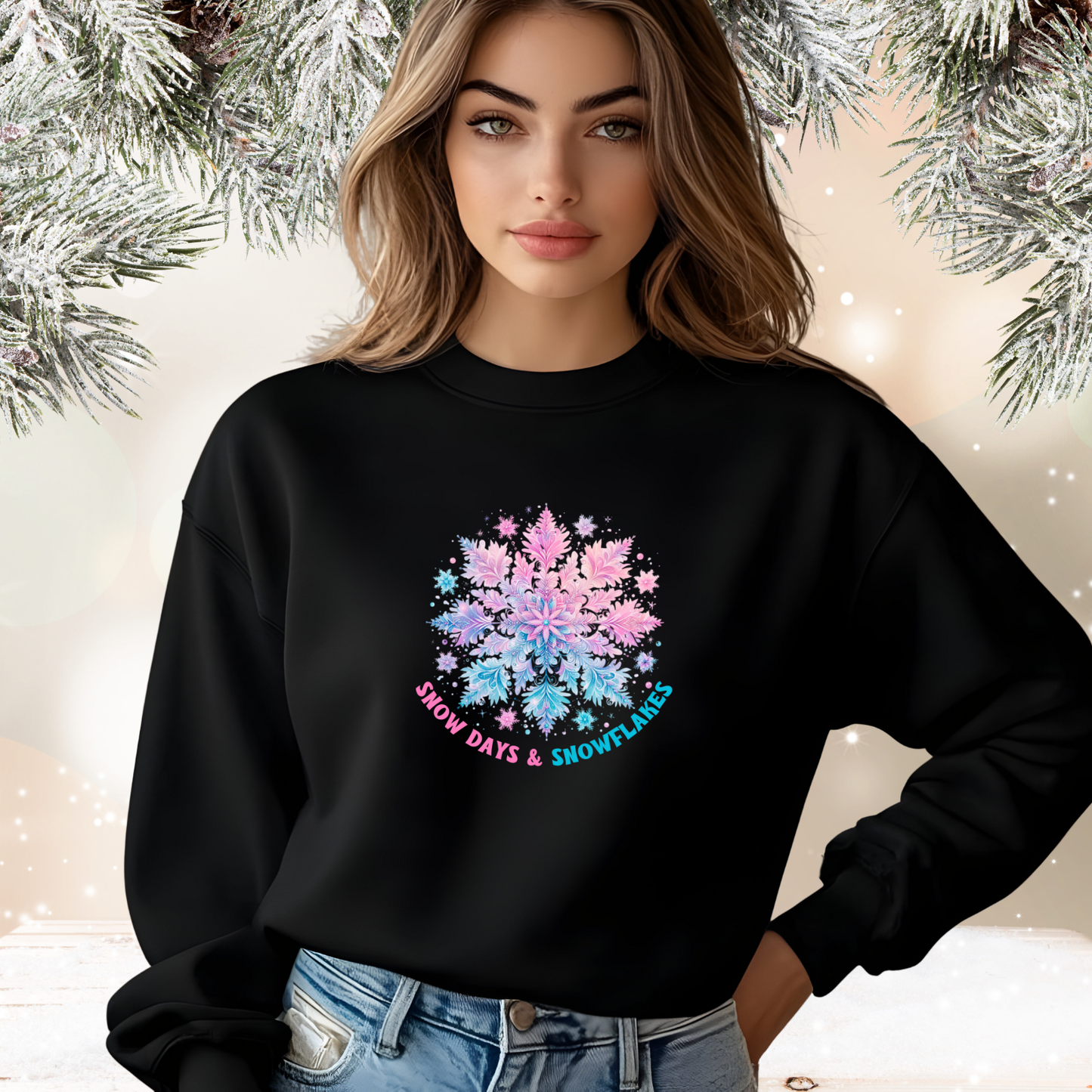 Snow Days & Snowflakes Crewneck Sweatshirt