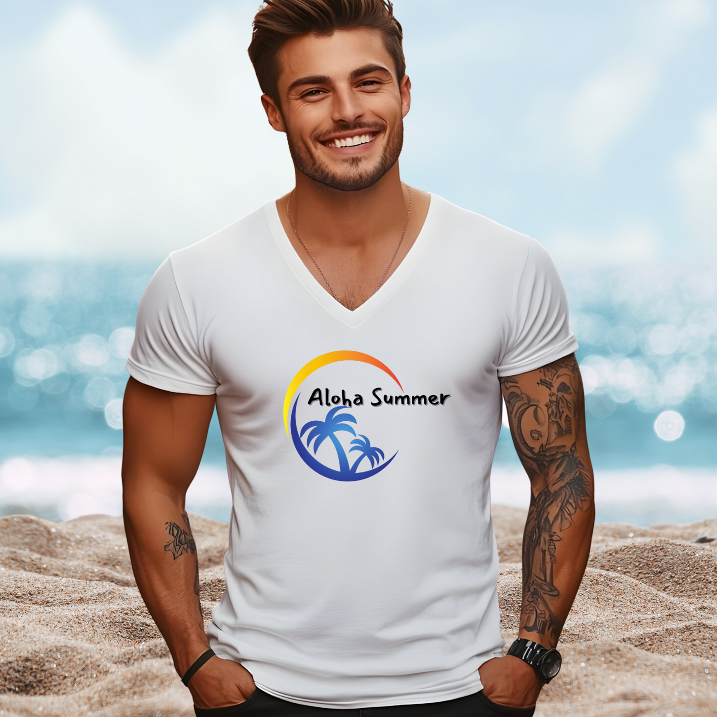 Aloha Summer V-Neck Tee