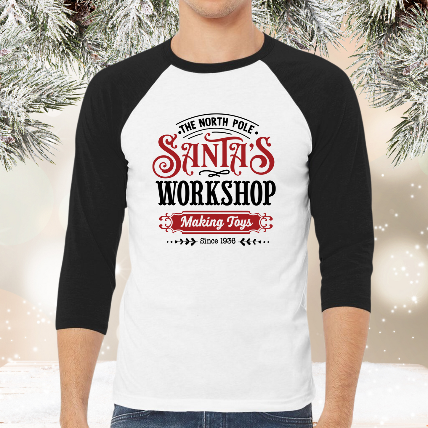 Santa’s Workshop Baseball Tee