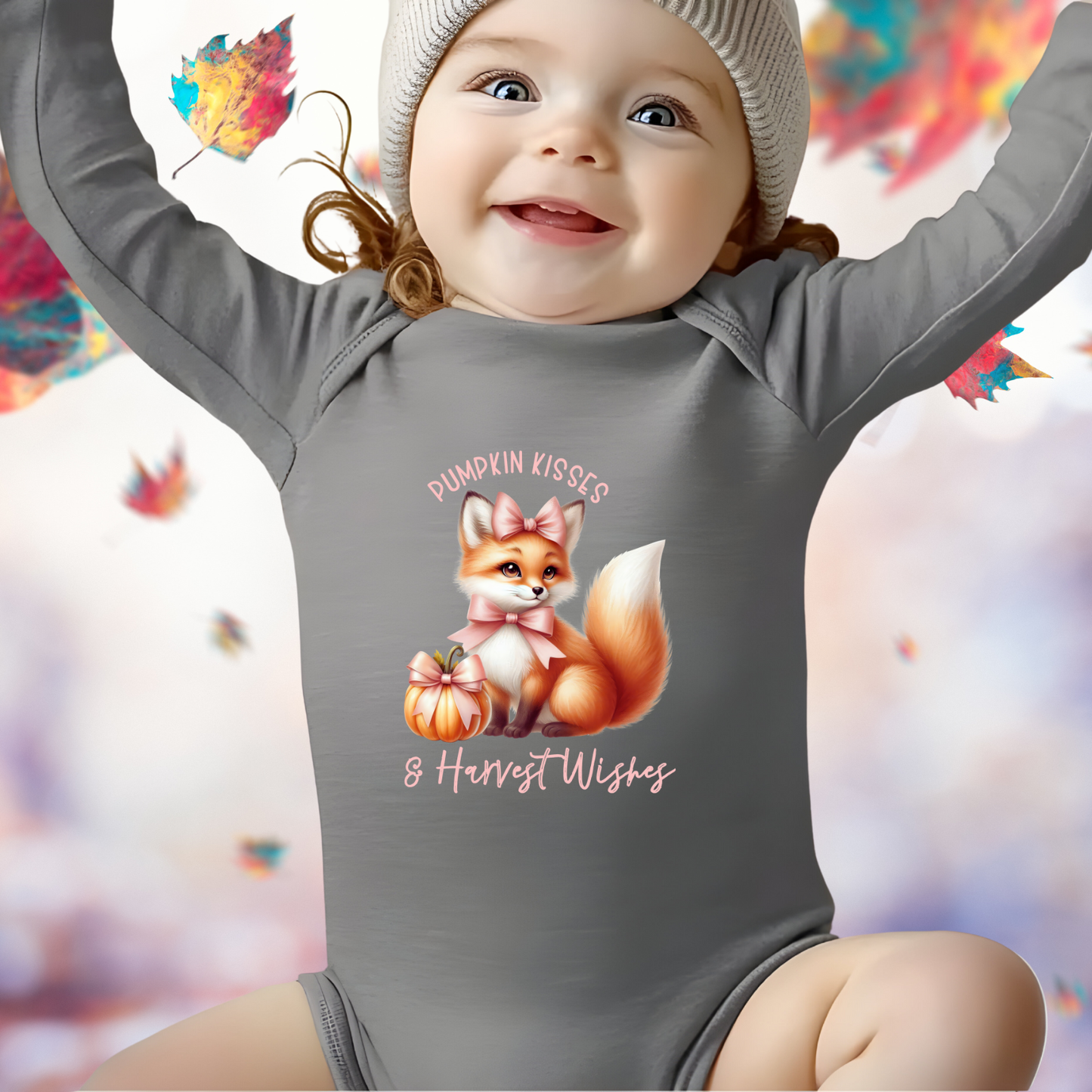 Pumpkin Kisses & Harvest Wishes Infant Long Sleeve Onesie