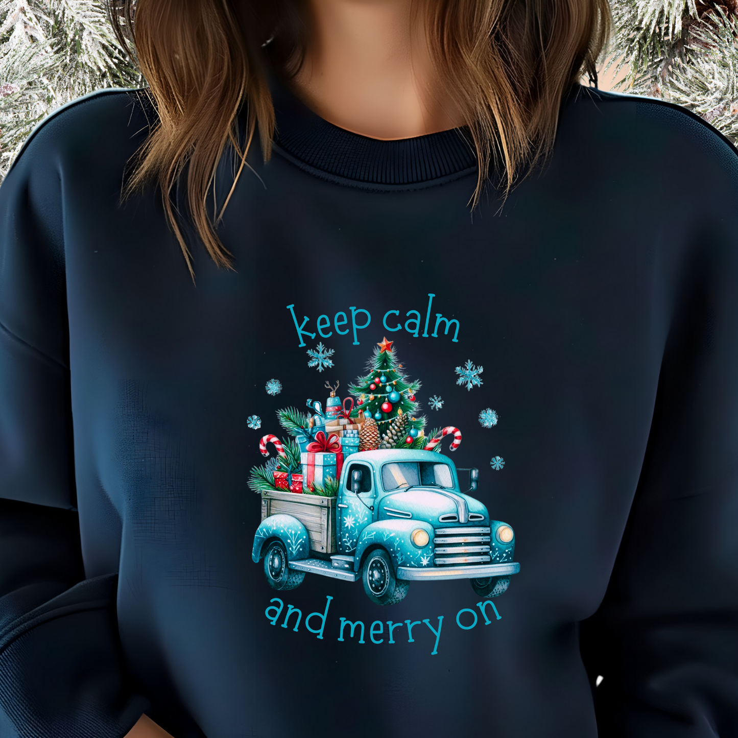 Keep Calm And Merry On Crewneck Sweatshirt