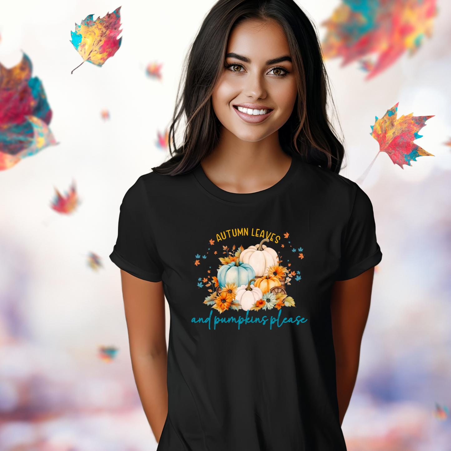 Autumn Leaves & Pumpkins Please T-Shirt