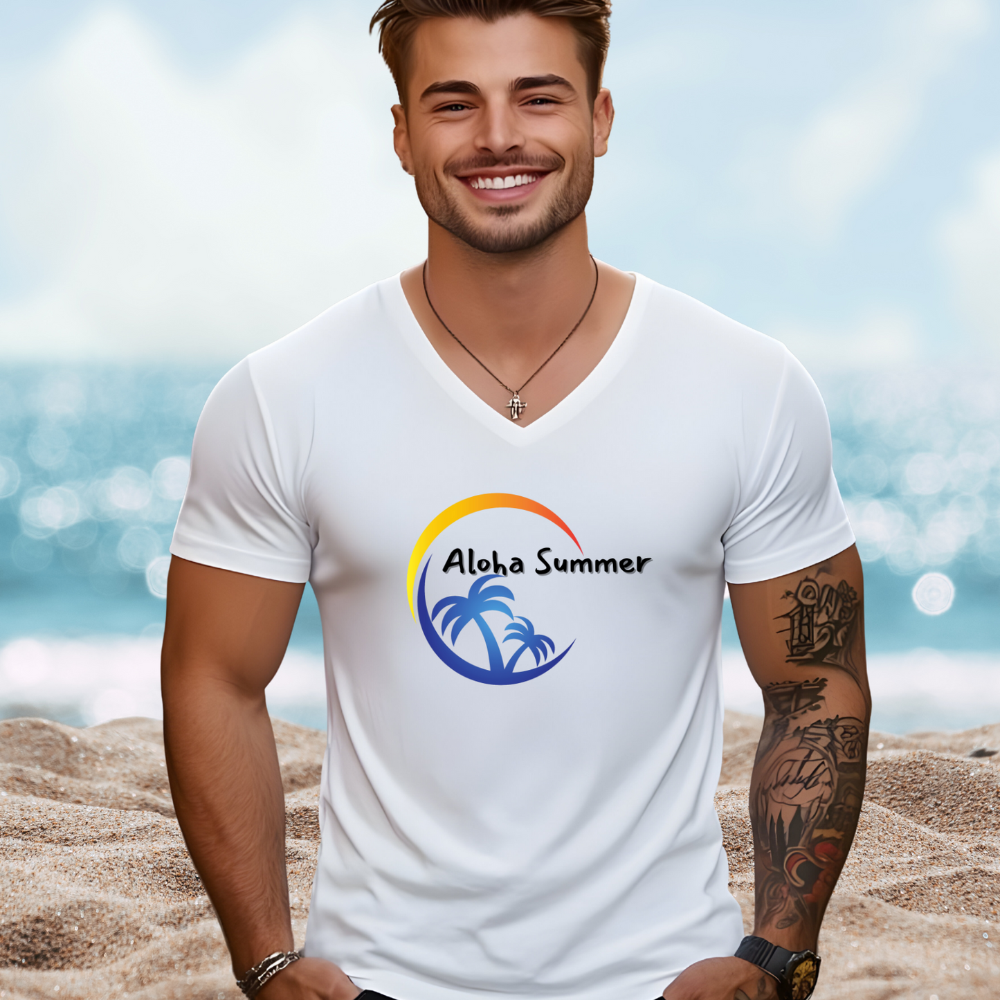Aloha Summer V-Neck Tee