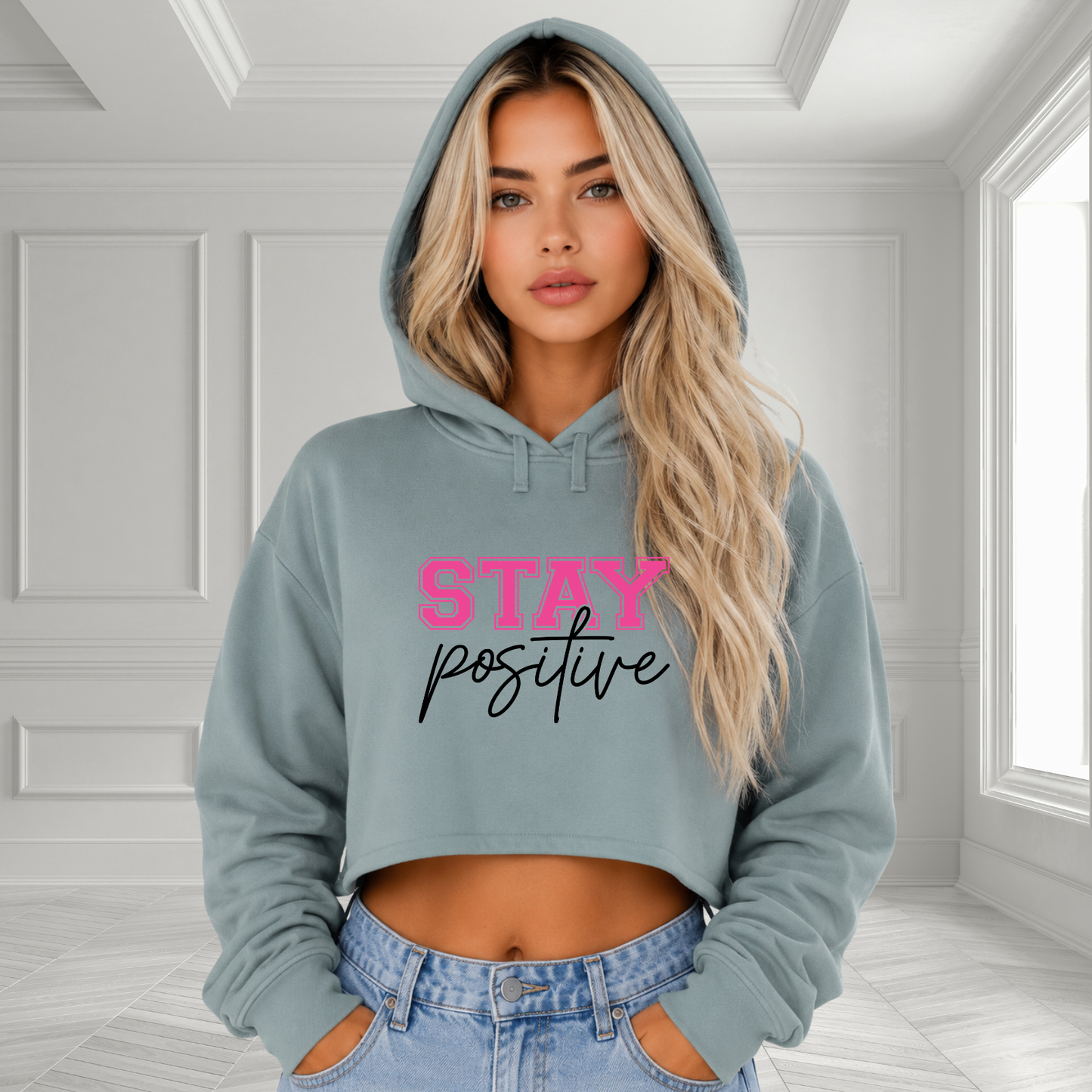 Stay Positive Crop Hoodie