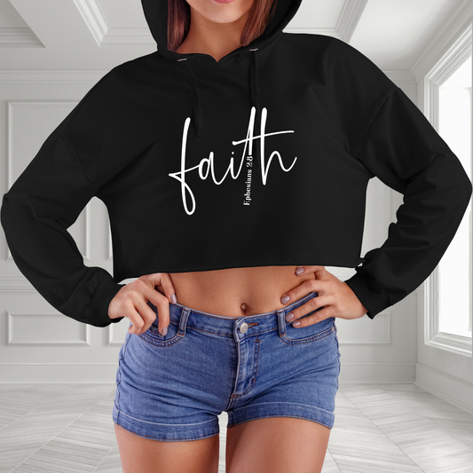 Faith Ephesians 2:8 Crop Hoodie