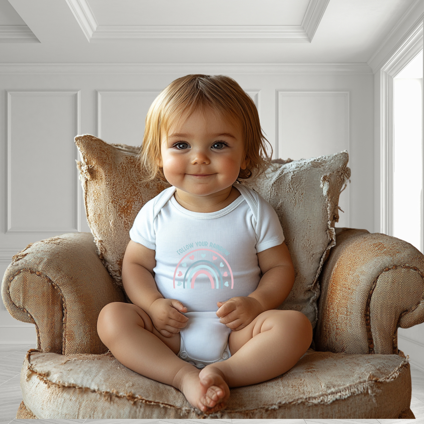 Follow Your Rainbow Infant Short Sleeve Onesie