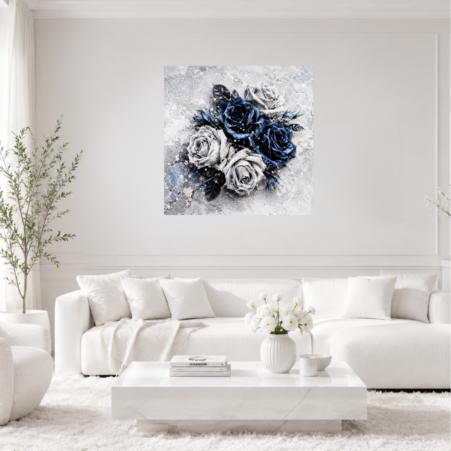 Sapphire Bloom Canvas Wall Art