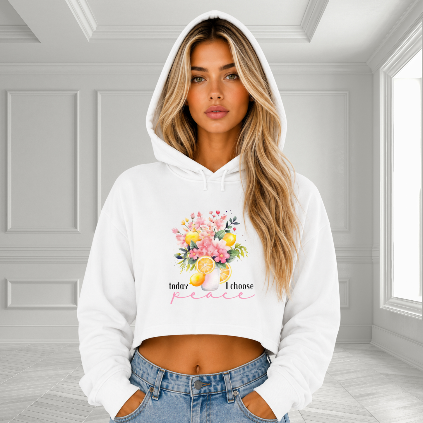 Today I Choose Peace Crop Hoodie