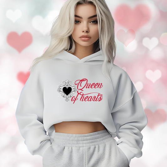 Queen Of Hearts Crop Hoodie