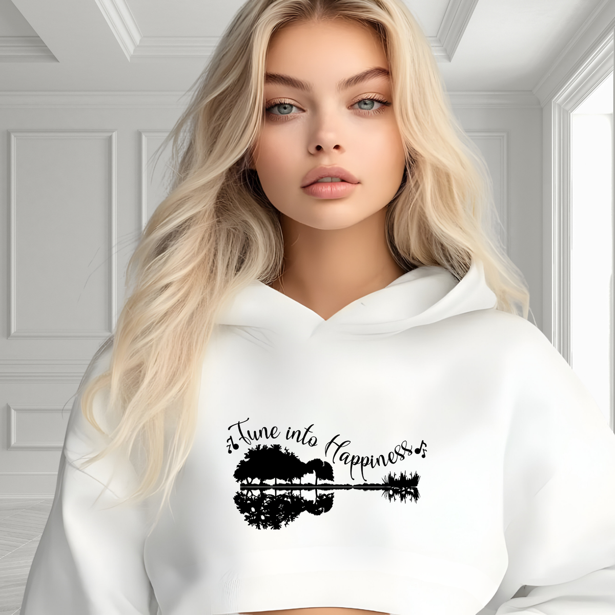 Tune Into Happiness Crop Hoodie