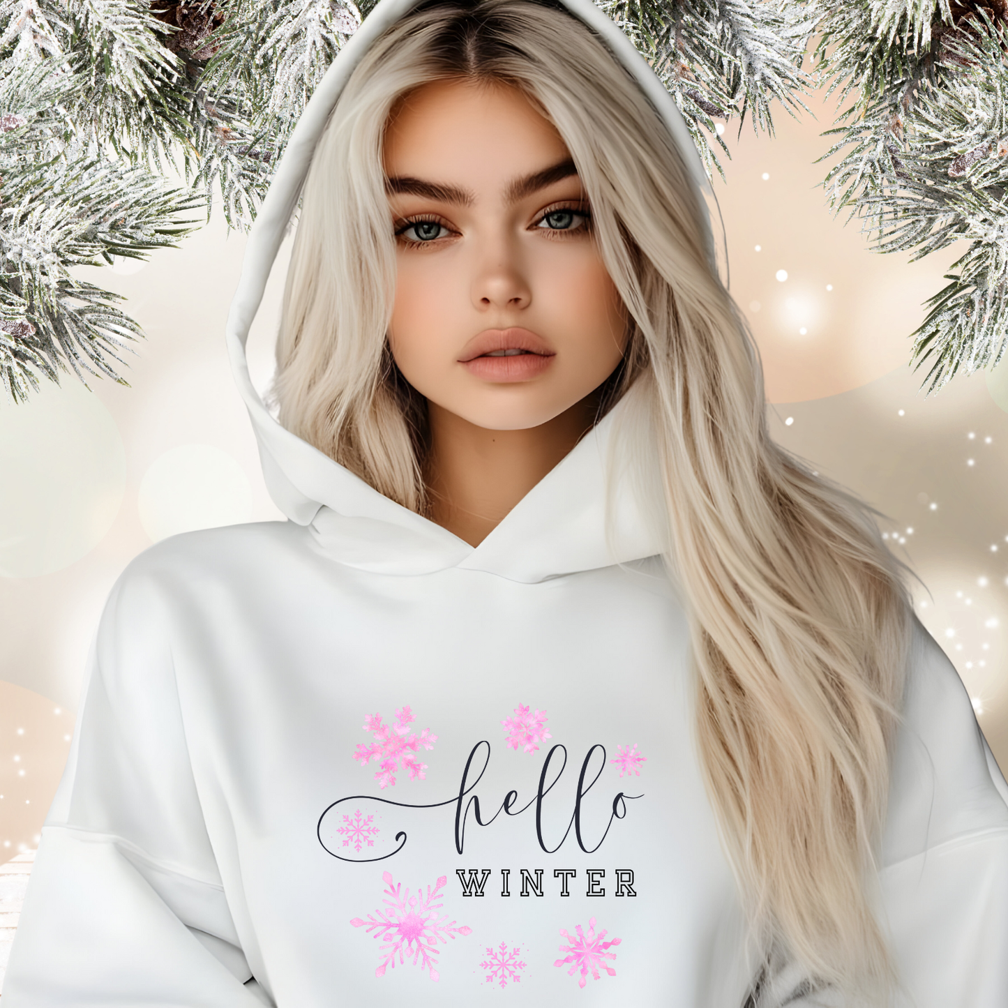 Hello Winter Crop Hoodie