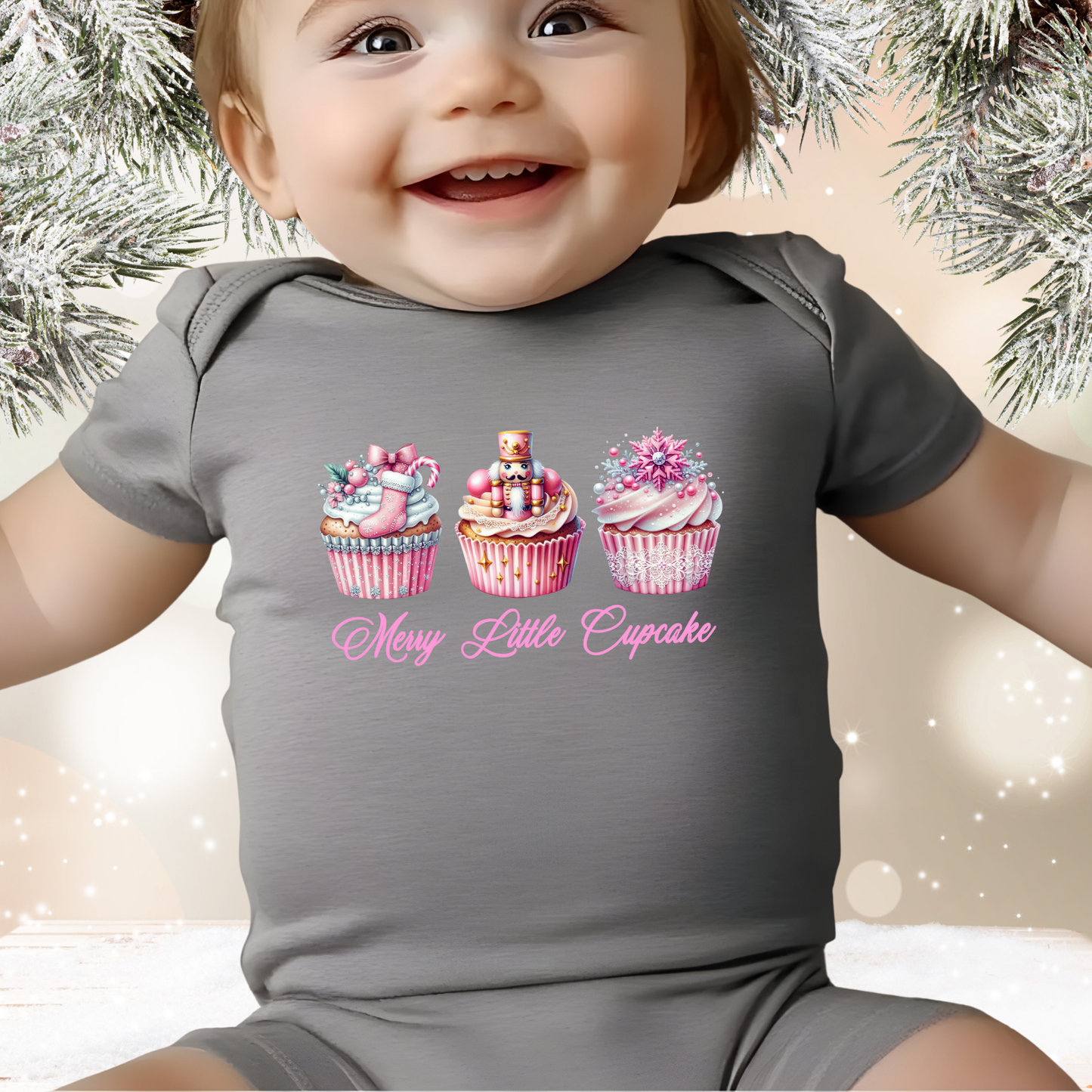 Merry Little Cupcake Infant Short Sleeve Onesie