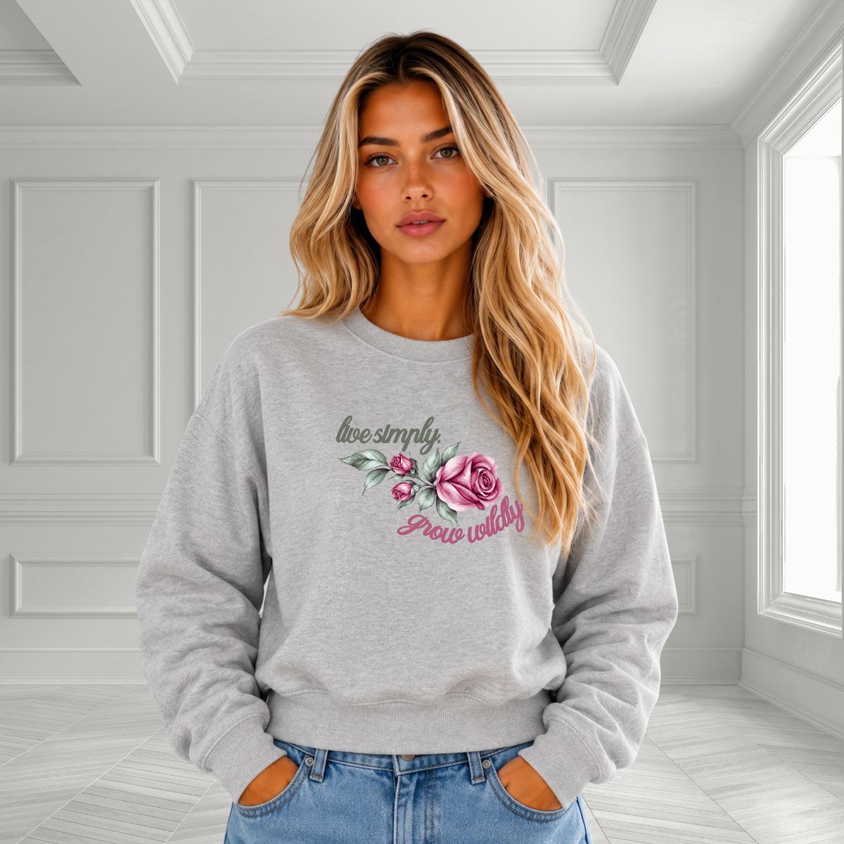 Live Simply, Grow Wildly Crewneck Sweatshirt